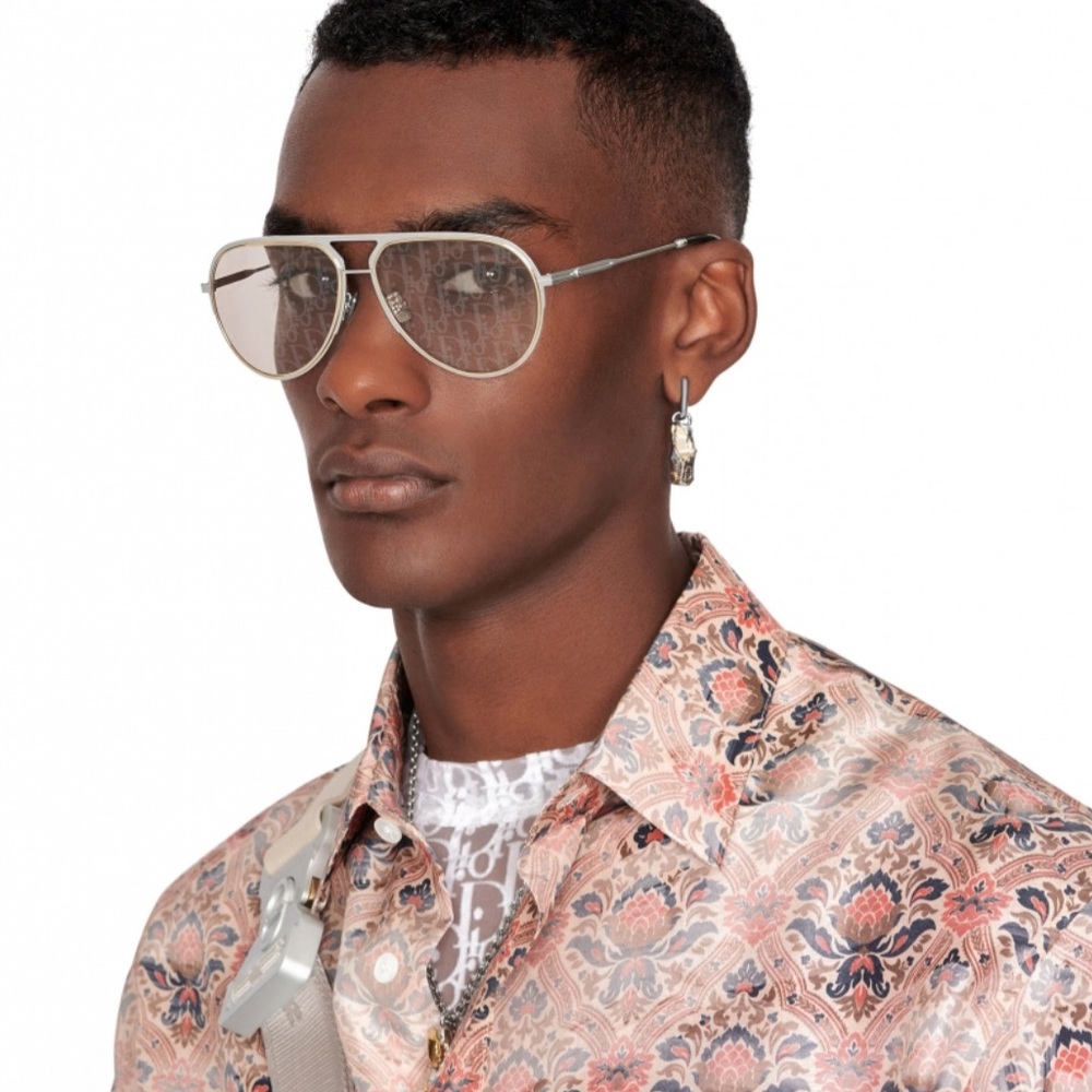 Dior Men's Silver Aviator Sunglasses pink authentic DiorEssential A2U aviator